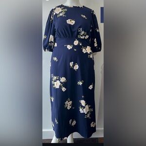 Sugarlips plus size Blue Floral Long Sleeve Dress